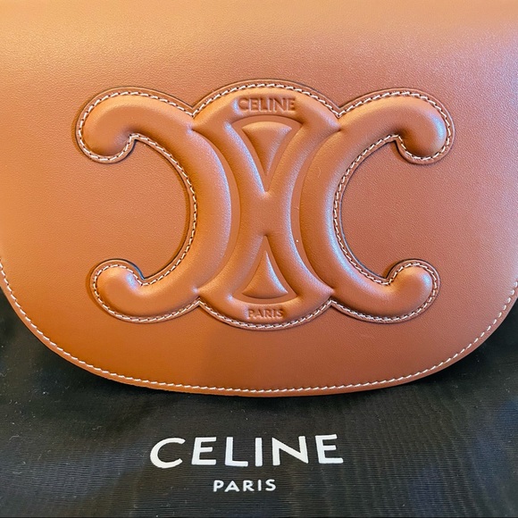 Celine Folco Cuir Triomphe In Smooth Calfskin Tan Bag - Picture 4 of 8